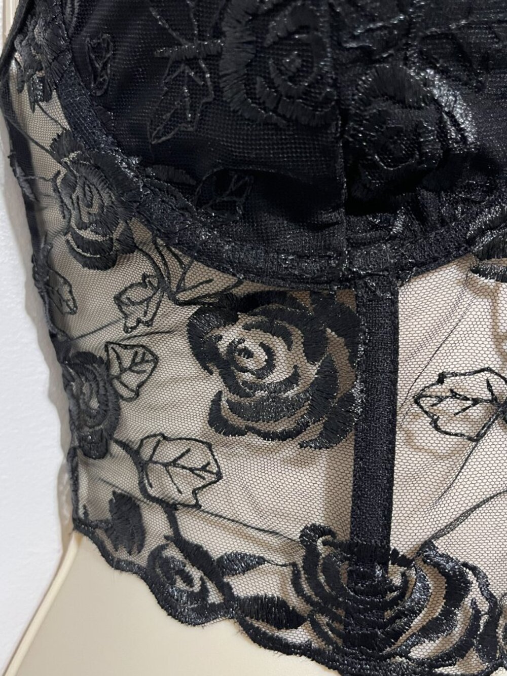 Womens Dark Fairy Whimsigoth Cropped Corset M Sheer Bustier Witchy Romantic Rave - Picture 3 of 9